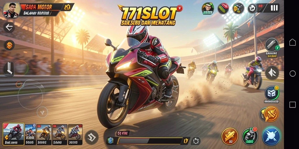 Screenshot gameplay 171SLOT dengan balapan motor yang seru.