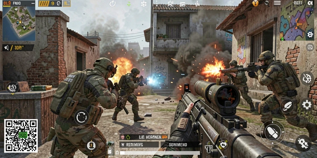 Tampilan gameplay FPS yang mendebarkan dalam 8QR