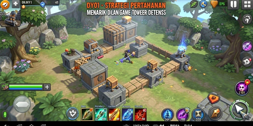 Gameplay seru DYO1 dalam Tower Defense dengan berbagai tower strategis.