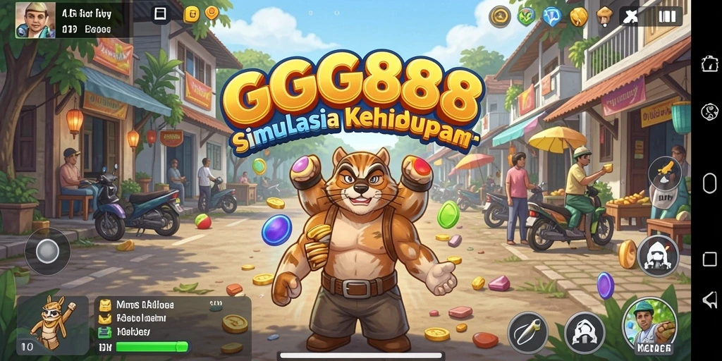 Screenshot gameplay GGG888 yang menampilkan interaksi karakter dan lingkungan.