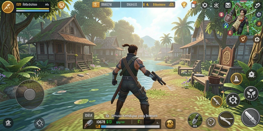 Screenshot gameplay ID678 yang menampilkan interaksi karakter dalam simulasi kehidupan.