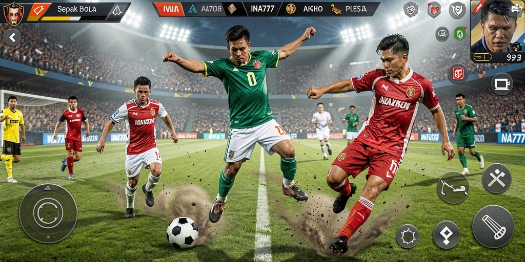 Tampilan gameplay intens sepak bola di INA777.
