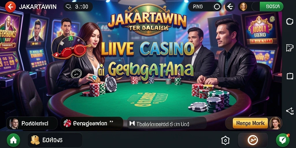 Screenshot gameplay yang menunjukkan suasana Live Casino yang mendebarkan.
