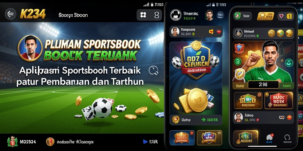 Tampilan utama aplikasi K234 menampilkan berbagai pilihan taruhan Sportsbook.
