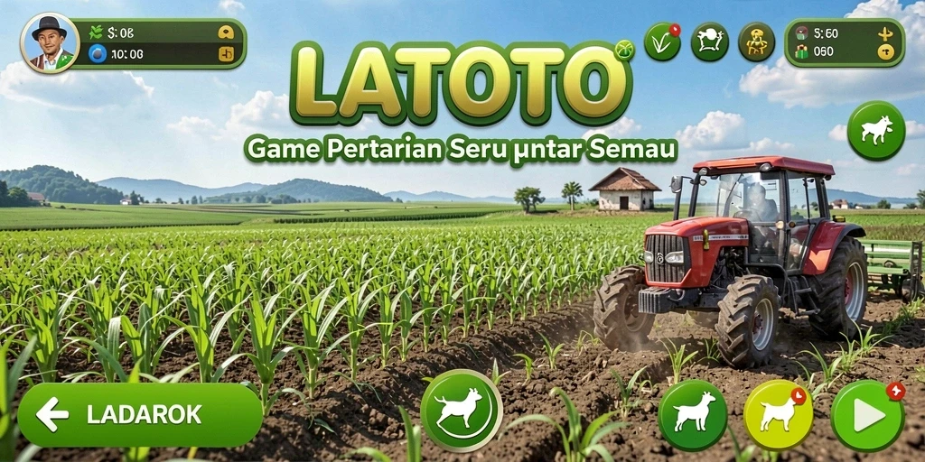 Screenshot gameplay LATOTO yang menunjukkan aktivitas pertanian yang seru.