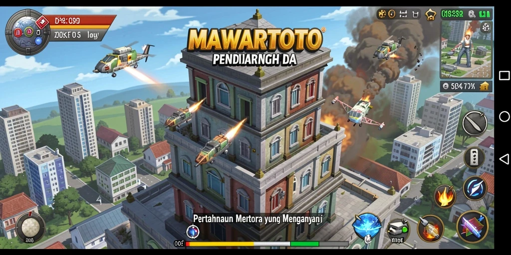 Tangkapan layar gameplay MAWARTOTO menampilkan menara yang siap melindungi wilayah.