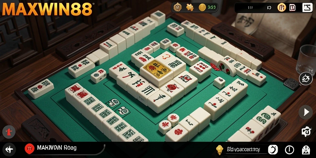 Screenshot gameplay MAXWIN88 yang menampilkan aksi Mahjong yang seru.