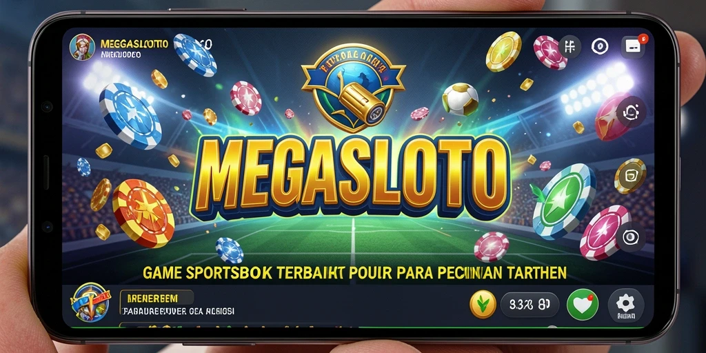 Screenshot MEGASLOTO menampilkan antarmuka taruhan olahraga yang atraktif.