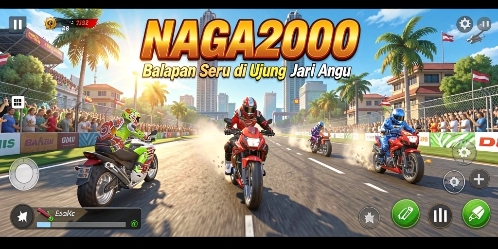 Gameplay NAGA2000 dengan balapan yang mendebarkan dan grafis yang memukau.