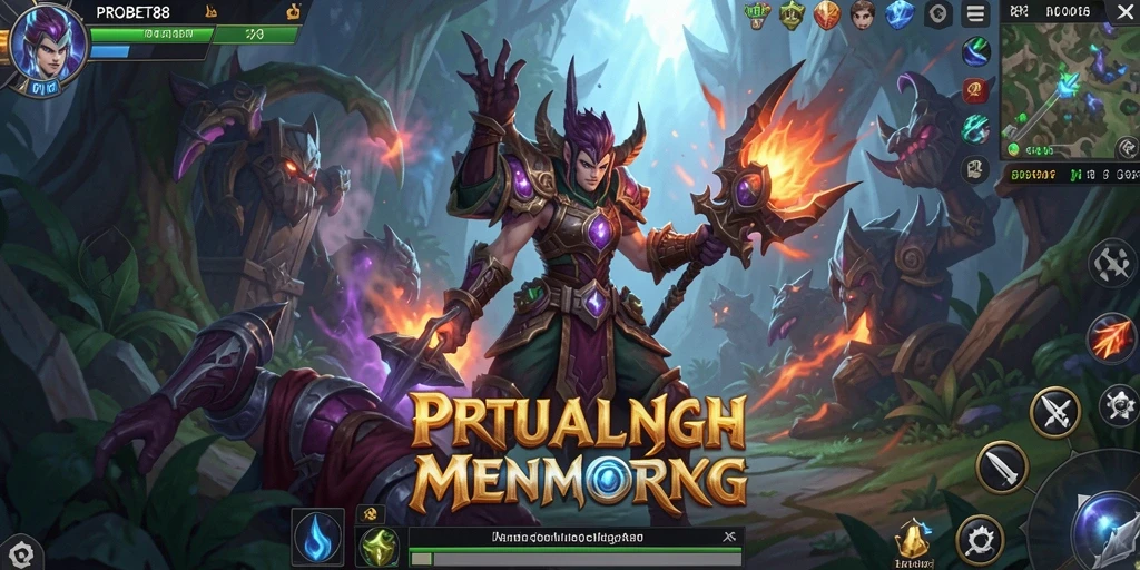 Screenshot gameplay PROBET88 yang menunjukkan aksi pertempuran MMORPG yang seru.