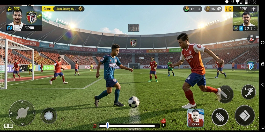 Gameplay RPRR yang menegangkan dengan aksi sepak bola seru.