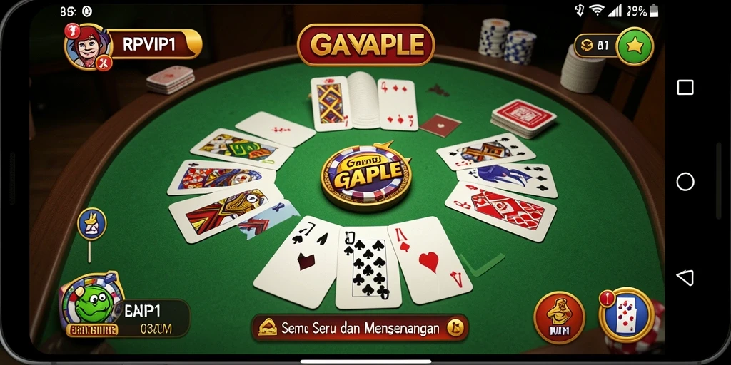 Screenshot gameplay RPVIP1 menampilkan suasana seru permainan Gaple.