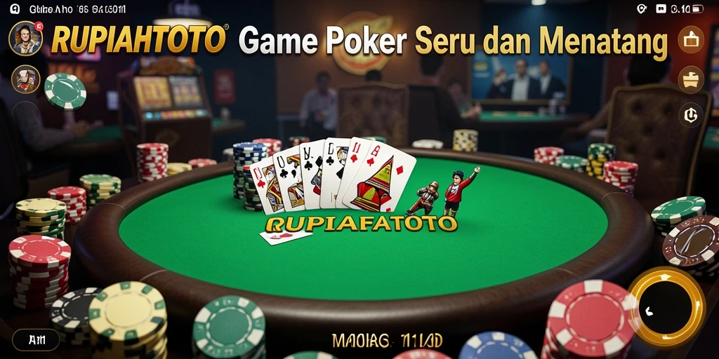 Screenshot RUPIAHTOTO menampilkan antarmuka permainan Poker yang menarik.