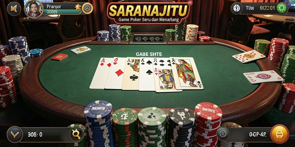 Tampilan menarik dari gameplay Poker di SARANAJITU.